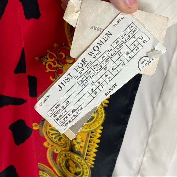 Dead stock Vintage Plus Size Just For Women Button up blouse 44/24w 1x 22 - Picture 6 of 8